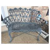 Floral Iron Bench Outdoor Yard Art Furniture
