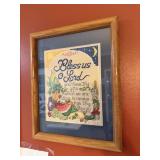 Framed Vintage Cross Stitch Bless Us O Lord