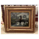 Antique Reverse Glass Painting Gold Frame