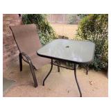 Square Glass Top Metal Outdoor Patio Table & 1