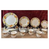Fine porcelain fruit-pattern dinner 7 plates,  8