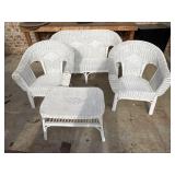 White resin-wicker finish with a classic diamond