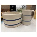 Vintage cream-colored stoneware low crock with