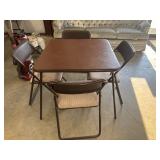 Vintage folding card table and matching chair