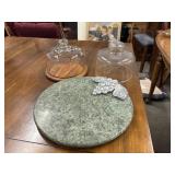 Vintage Godinger Green Marble Cheese Board,