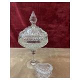 2 pc.vintage Indiana Glass clear diamond point