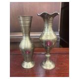2 Vintage brass bud vases from India.