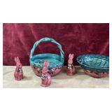 P. Boatman 1994 nesting ceramic bowls, basket,