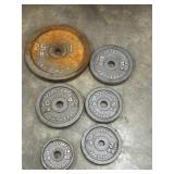 6 pc. Cast iron standard weight plates.