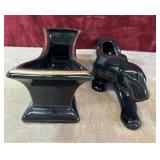 2 pc panther and footed planter.