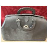 Vintage black textured leather doctor-style