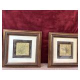 2 pc.Framed  tropical palm leaf botanical art