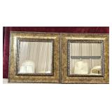 2 pc. ornate, square wall mirrors  textured gold
