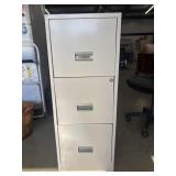 Beige, three-drawer vertical metal filing