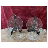 6 pc. 2 Bubble" design  depression glass plates,