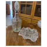 Vintage clear pressed glass liquor decanter,