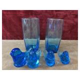 6 pc. Bluebird of Happiness art glass figurines