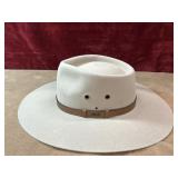 Akubra tan embossed leather hat.