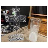 Vintage Hoosier clear glass vase, clear lead