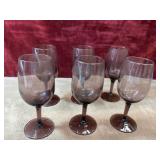 6 pc. Smokie purple hue Wine glasses.