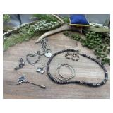 Costume jewelry. Assortment of silver-toned
