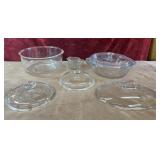 6 pc. Glass  mixing bowl, casserole dish, creamer