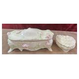 2 Pc. Porcelain Bisque And Porcelain Trinket