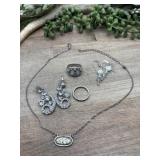 Silver-toned Kendra Scott pendant and necklace