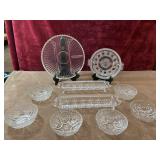 Clear  pressed glass divided relish serving tray,