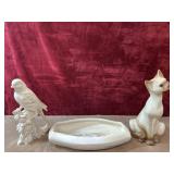 3 pc.vintage white porcelain singing bird