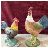 Vintage hand-painted  rooster/chicken figurines