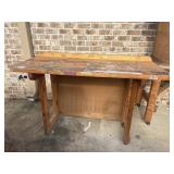 Handmade wooden workshop bench.