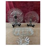 Glass divided relish trays clear pressed glass