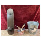 3 pc.vintage Colonial Revival wooden wall candle