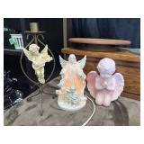 White bisque porcelain guardian angel with