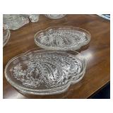 4 vintage 1950s clear pressed-glass snack plates