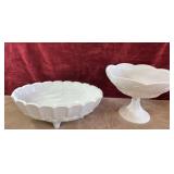 Vintage  Indiana Glass white milk glass footed