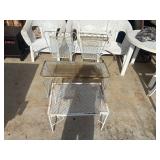 Vintage mid-century wrought iron mesh patio set