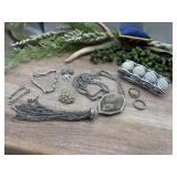 Silvertone Lulus tassel necklace, assortment