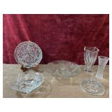 Pressed  glass serving relish dish, three-toed
