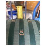 Traditional green striped gooseneck accent chair