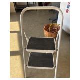 White folding 2-step stool with black non-slip