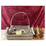 3 pc.Handcrafted wooden duck-themed basket,flying