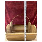 Vintage wooden slatted crescent handbag. Loose
