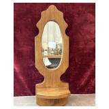 Vintage honey-oak wall mirror