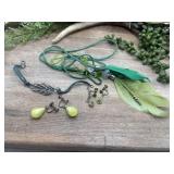 Costume Jewelry. Boho-style layered green leather