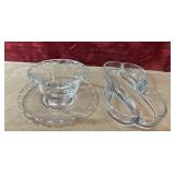 Clear pressed-glass serving dish,  mayonnaise