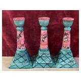 Pam Boatman 1994 ceramic candlestick holders.