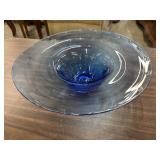 Vibrant cobalt blue art glass centerpiece bowl.