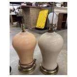 2 Vintage 1980s Art Deco Revival ginger jar table